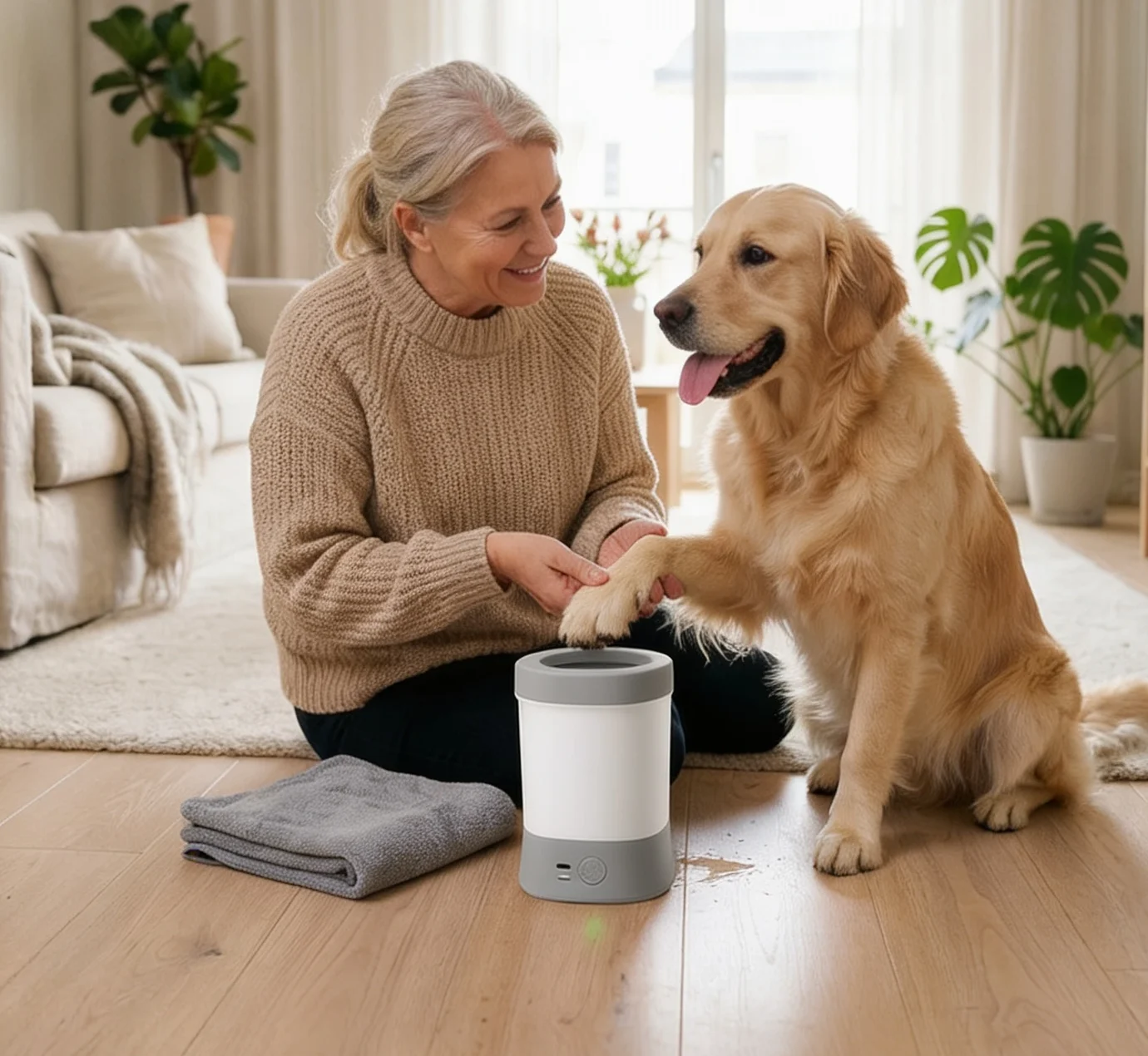 Automatic paw cleaner